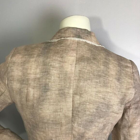 Elizabeth and James Multi-Color 2 Button Linen Blazer Crop Sleeve Womens 4 - Picture 6 of 8